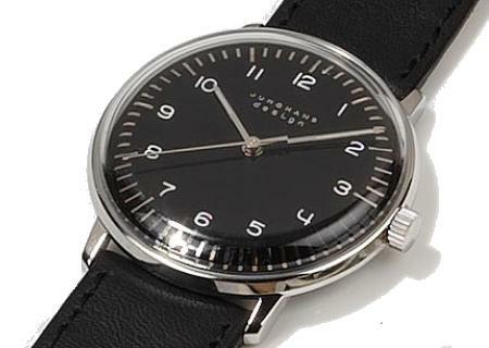 Max Bill Armbanduhr 1962 mechanisch Zahlenblatt schwarz / Leder schwarz von Junghans Max Bill Armbanduhr 1962 mechanisch Zahlenblatt schwarz / Leder schwarz