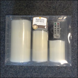 LED-Echtwachskerze elfenbein 3er-Set Größe M, L und XL von Klein und More LED-Echtwachskerze elfenbein 3er-Set Größe M, L und XL