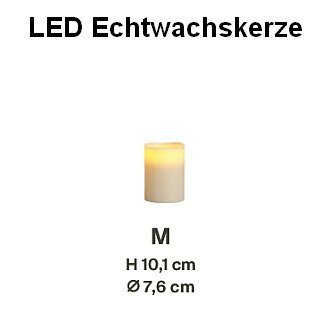 LED-Echtwachskerze elfenbein Gre M (10,1 x  7,6 cm)
