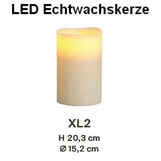 LED-Echtwachskerze elfenbein Gre XL 2 ( 20,3 und  15,2 cm)