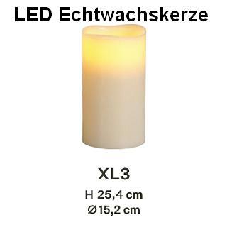 LED-Echtwachskerze elfenbein Gre XL 3 (30,4 und  15,2 cm)