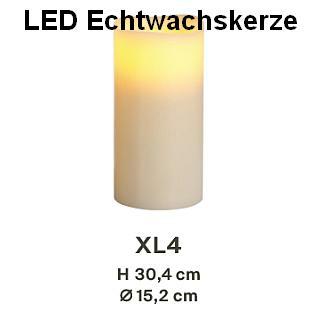 LED-Echtwachskerze elfenbein Gre XL 4 (30,4 und  15,2 cm)