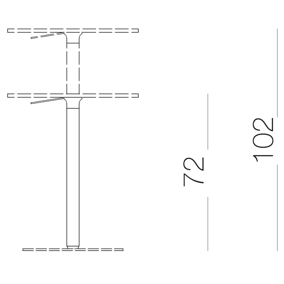 BRIO Tisch verstellbar, Skizze, 72 cm bis 102 cm