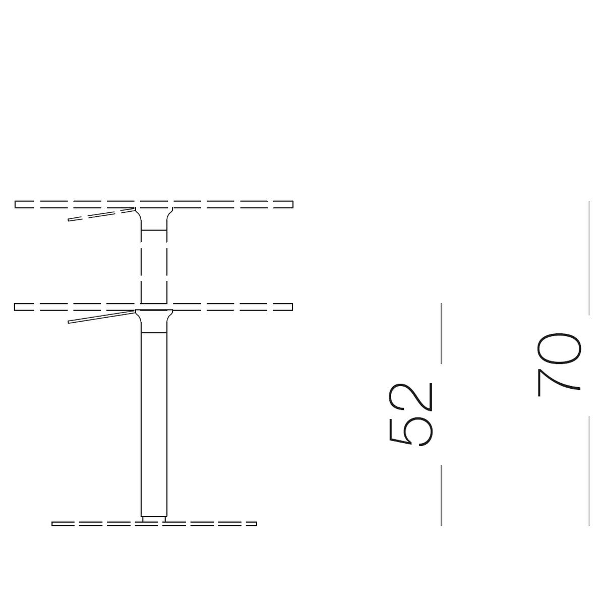 BRIO Tisch verstellbar, Skizze, 52 cm bis 70 cm