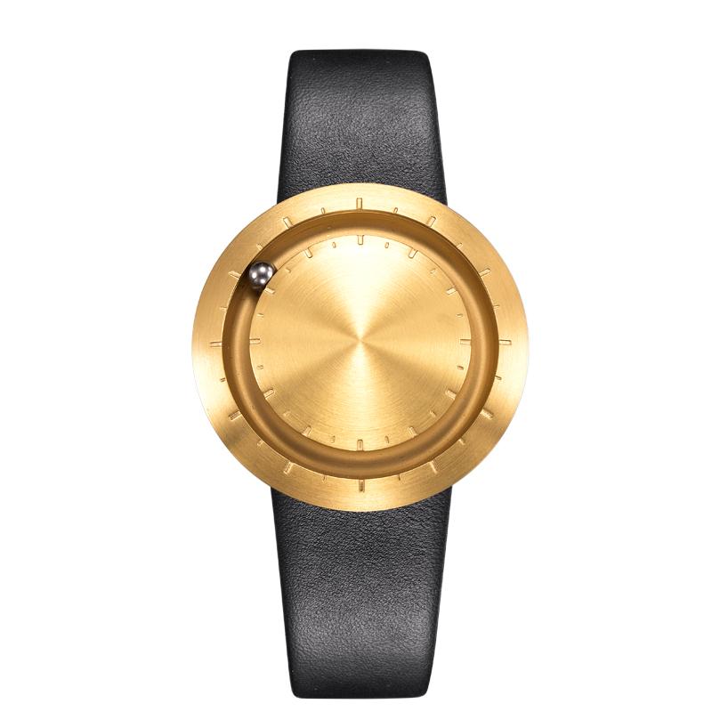 ABACUS Armbanduhr 40 mm, Leder-Armband schwarz, gold poliert von Lavaro ABACUS Armbanduhr 40 mm, Leder-Armband schwarz, gold poliert