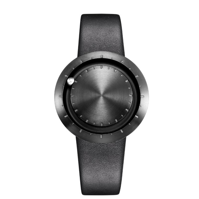 ABACUS Armbanduhr 40 mm, Leder-Armband schwarz, schwarz matt von Lavaro ABACUS Armbanduhr 40 mm, Leder-Armband schwarz, schwarz matt