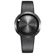 ABACUS Armbanduhr 40 mm schwarz matt, Lederarmband schwarz