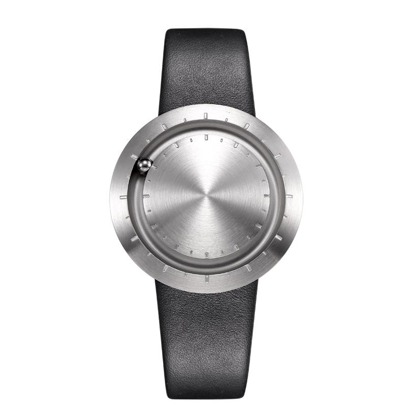 ABACUS Armbanduhr 40 mm, Leder-Armband schwarz, silber matt von Lavaro ABACUS Armbanduhr 40 mm, Leder-Armband schwarz, silber matt