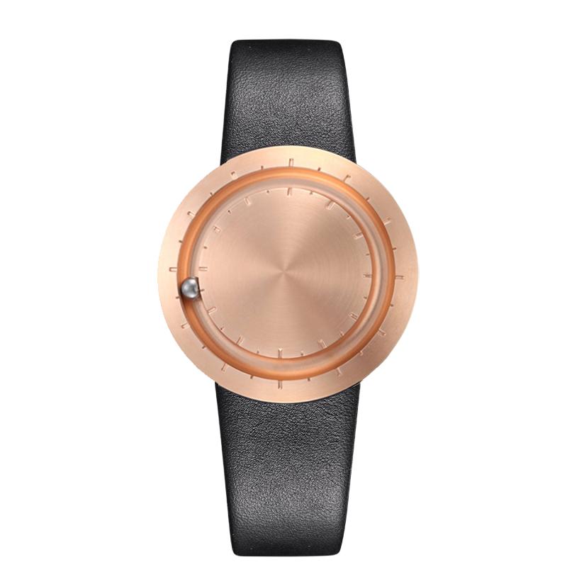 ABACUS Armbanduhr 40 mm, Leder-Armband schwarz, rosé matt von Lavaro ABACUS Armbanduhr 40 mm, Leder-Armband schwarz, rosé matt