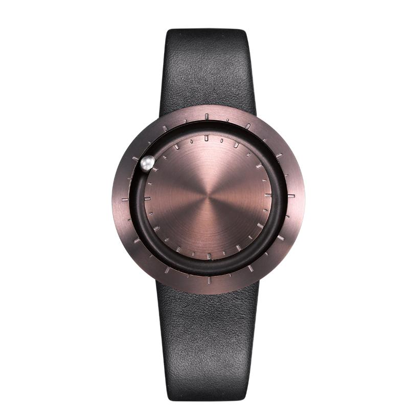 ABACUS Armbanduhr 40 mm, Leder-Armband schwarz, braun matt von Lavaro ABACUS Armbanduhr 40 mm, Leder-Armband schwarz, braun matt