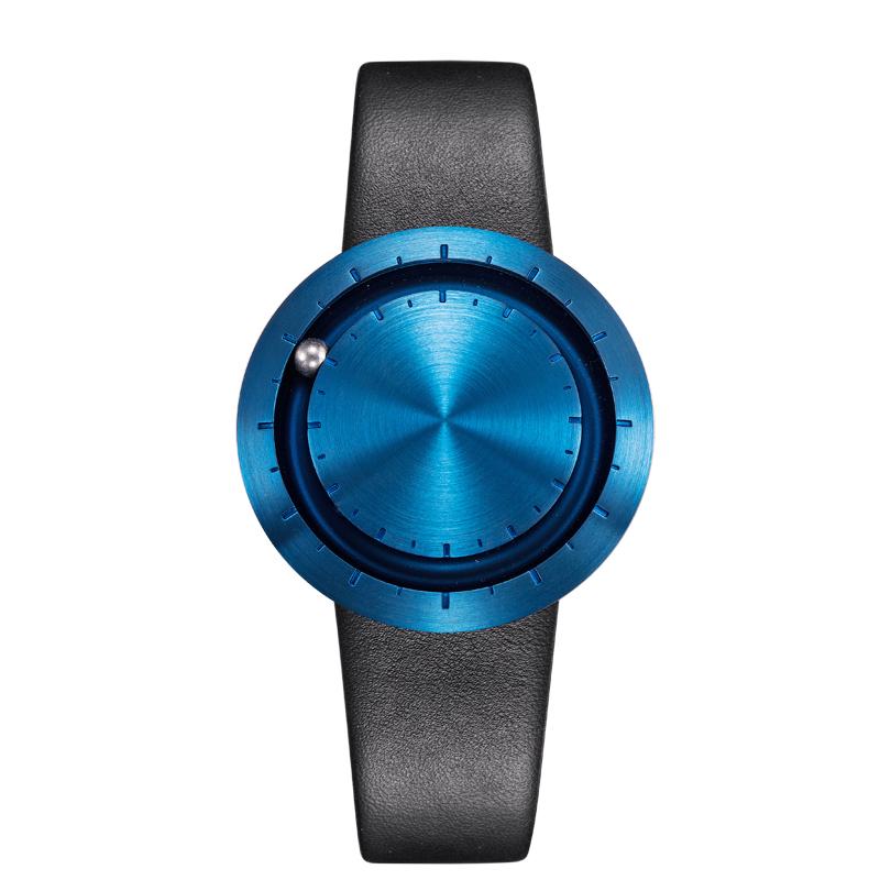 ABACUS Armbanduhr 40 mm, Leder-Armband schwarz, blau matt von Lavaro ABACUS Armbanduhr 40 mm, Leder-Armband schwarz, blau matt