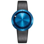 ABACUS Armbanduhr 40 mm blau matt, Lederarmband schwarz