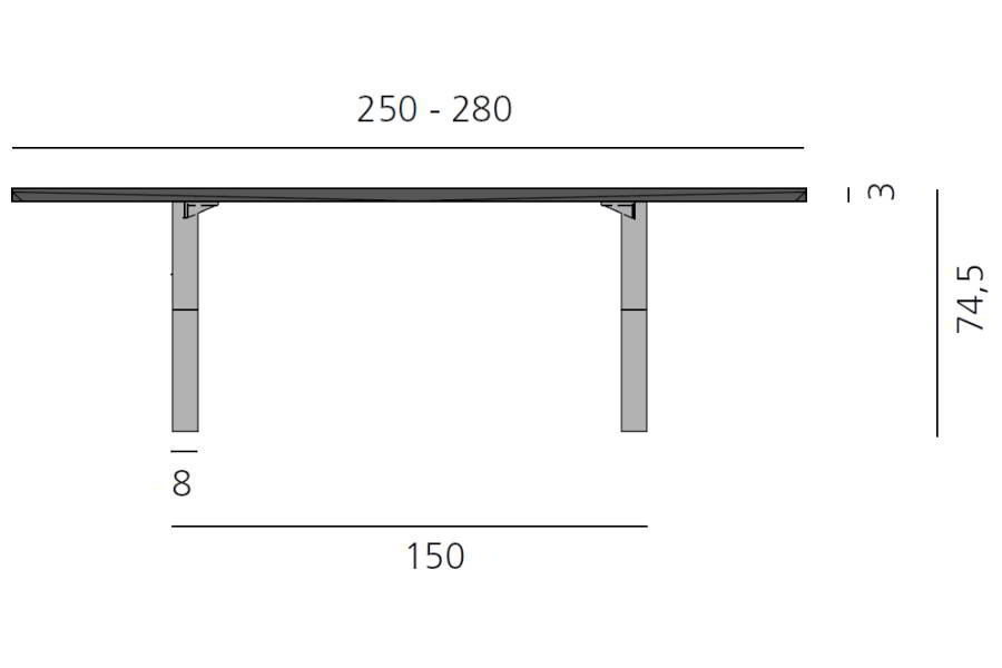 LAX Tisch Details für Größe 250 bis 280 cm