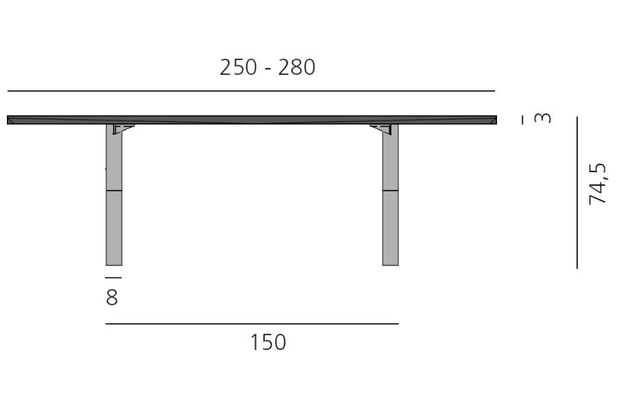 LAX Tisch Details fr Gre 250 bis 280 cm