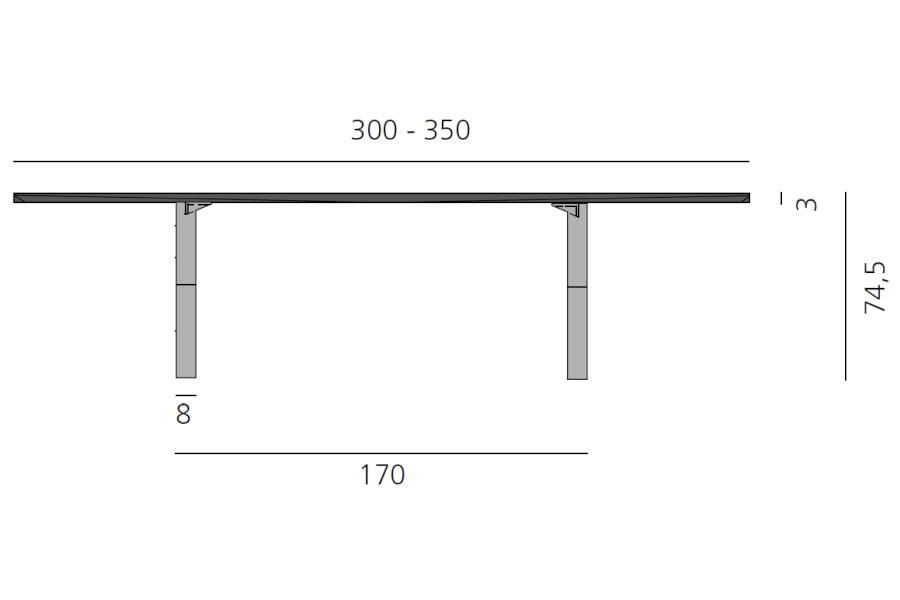 LAX Tisch Details fr Gre 300 bis 350 cm