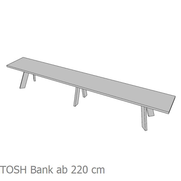 TOSH Bank mit einem 3. Fuß in der Mitte ab 220 cm Breite von more TOSH Bank mit einem 3. Fuß in der Mitte ab 220 cm Breite
