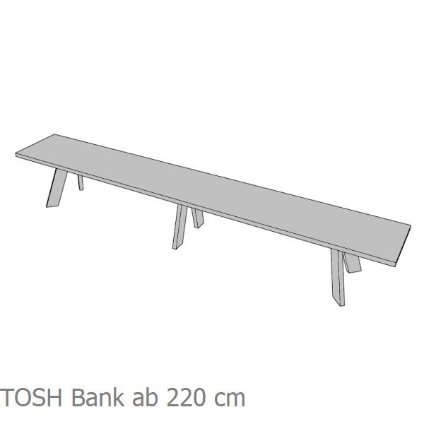 TOSH Bank mit einem 3. Fu in der Mitte ab 220 cm Breite