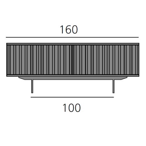 HARRI Sideboard 160 cm mit 6 Tren, 3x Transchlag links, 3x Transchlag rechts