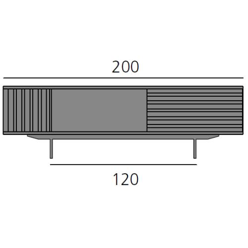 HARRI Sideboard 200 cm mit 1x Tr links, 1 offenes Fach und 1x Schublade