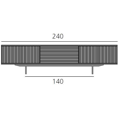 HARRI Sideboard 240 cm mit 2 Tren links, 1 Schublade und 2 Tren rechts