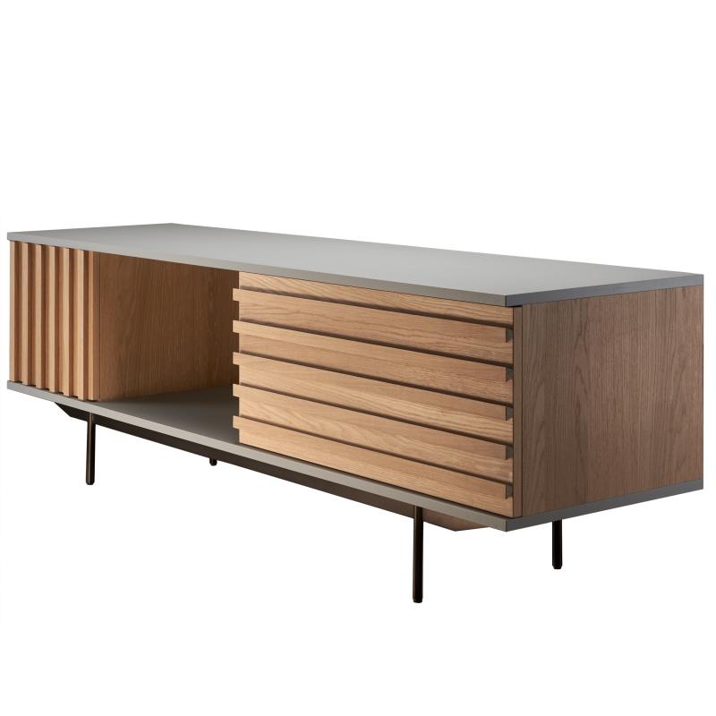 HARRI Sideboard 180 cm, Korpus wei lackiert, Fronten Eiche, 1 Tr und 1 Schublade