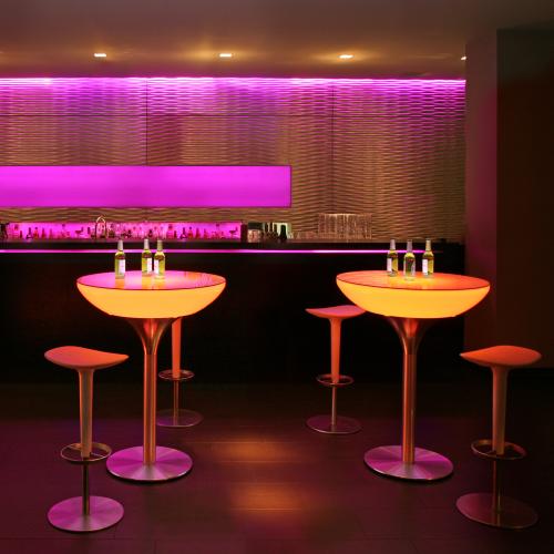 LOUNGE Leuchtisch Stehtisch 105 cm, inkl. Glasplatte LED Pro