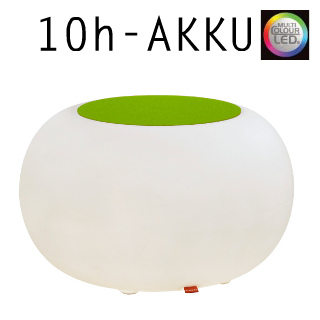 BUBBLE Leuchthocker Outdoor Filz gr�n / Multicolor LED-Panel 10 Std, Akku