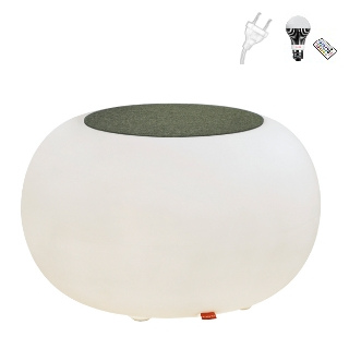BUBBLE Leuchthocker Indoor anthrazit mit LED-Beleuchtung und transparentem Kabel