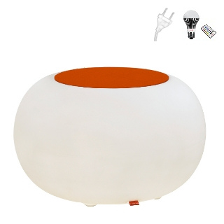 BUBBLE Leuchthocker Indoor orange mit LED-Beleuchtung und transparentem Kabel