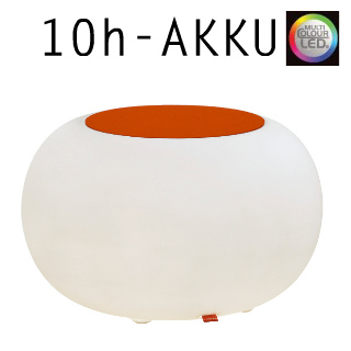 BUBBLE Leuchthocker Outdoor Filz orange / Multicolor LED-Panel 10 Std, Akku