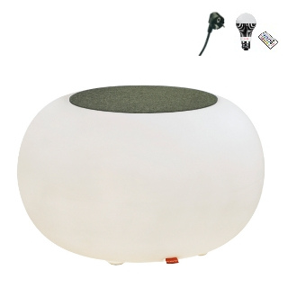 BUBBLE Leuchthocker Outdoor anthrazit mit LED-Beleuchtung und schwarzem Kabel