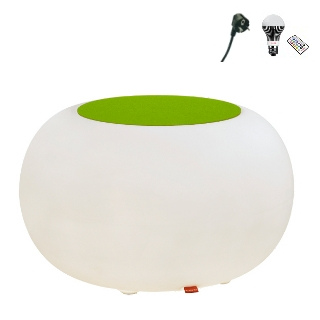 BUBBLE Leuchthocker Outdoor gr�n mit LED-Beleuchtung und schwarzem Kabel