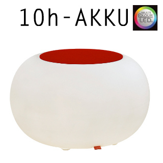 BUBBLE Leuchthocker Outdoor Filz rot / Multicolor LED-Panel 10 Std, Akku