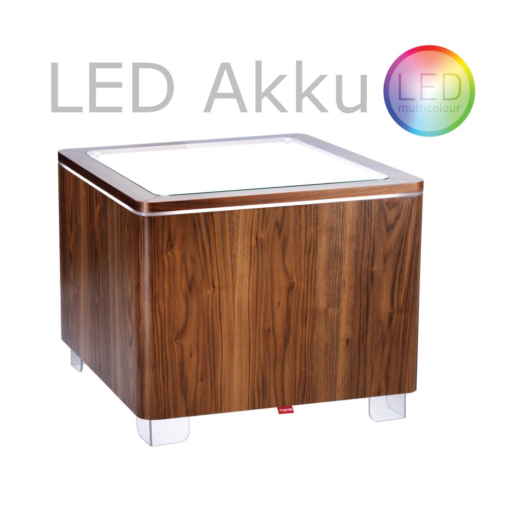 ORA Tisch mit Akku LED Beleuchtung Walnuss furniert