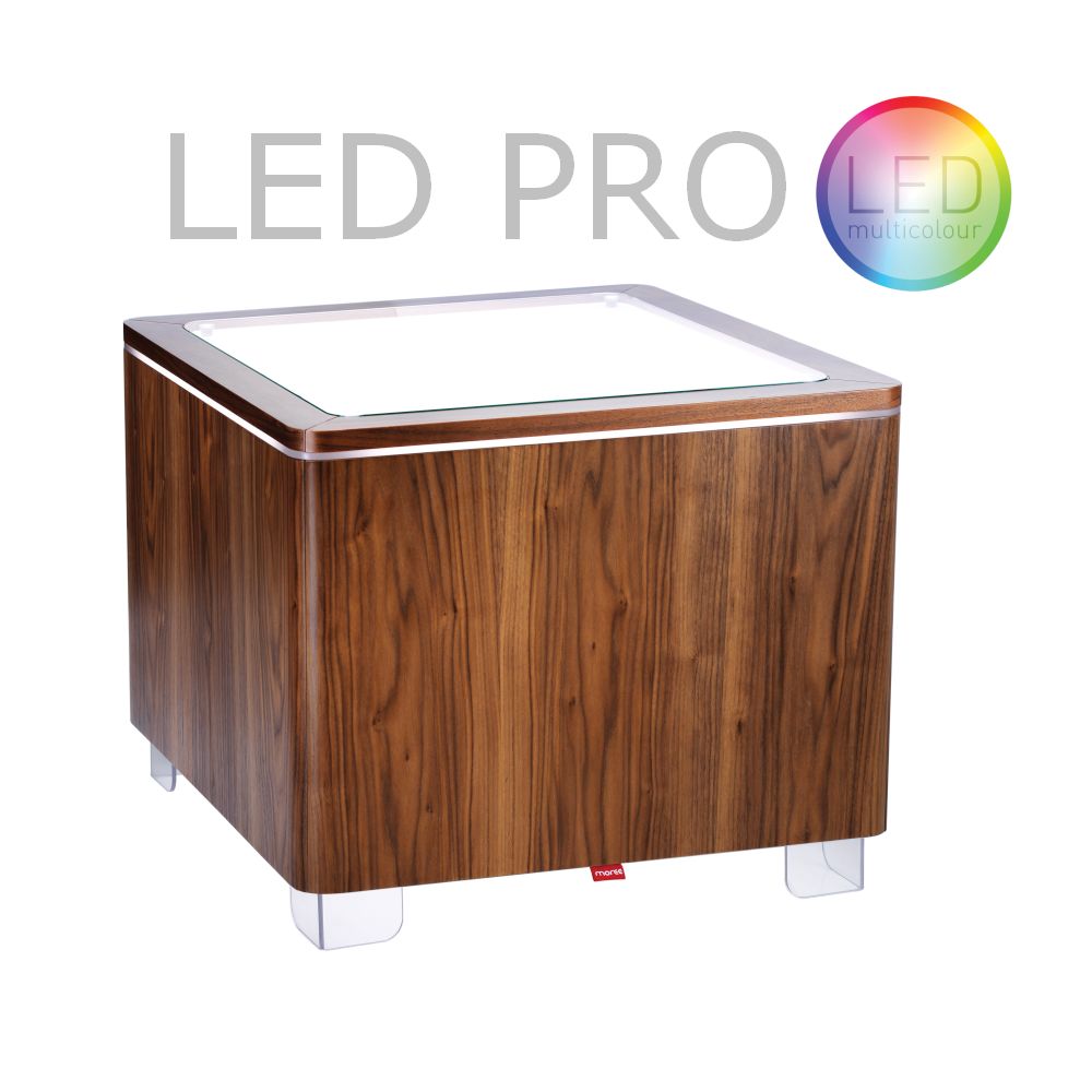 ORA Tisch mit Akku LED PRO Beleuchtung Walnuss furniert