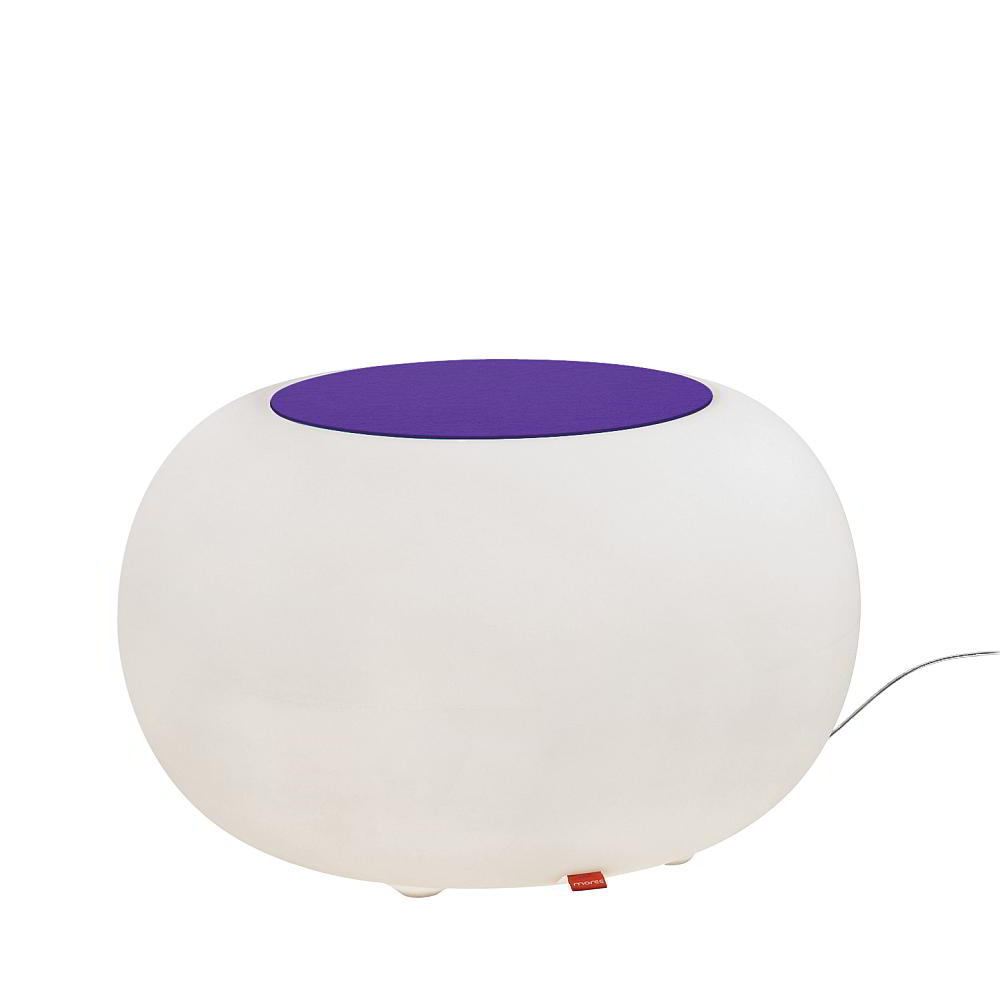 BUBBLE Leuchthocker Indoor mit Energiesparlampe, Filzauflage violett