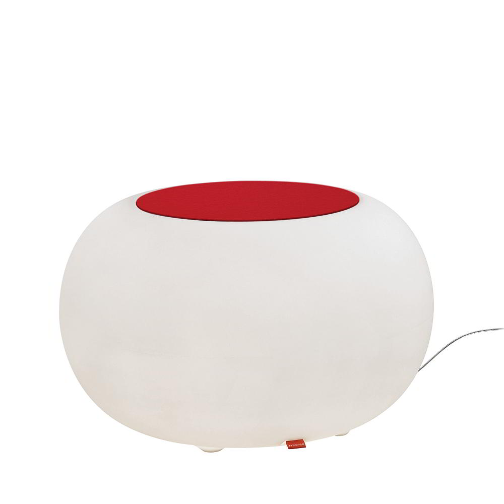 BUBBLE Leuchthocker Indoor mit Energiesparlampe, Filzauflage rot