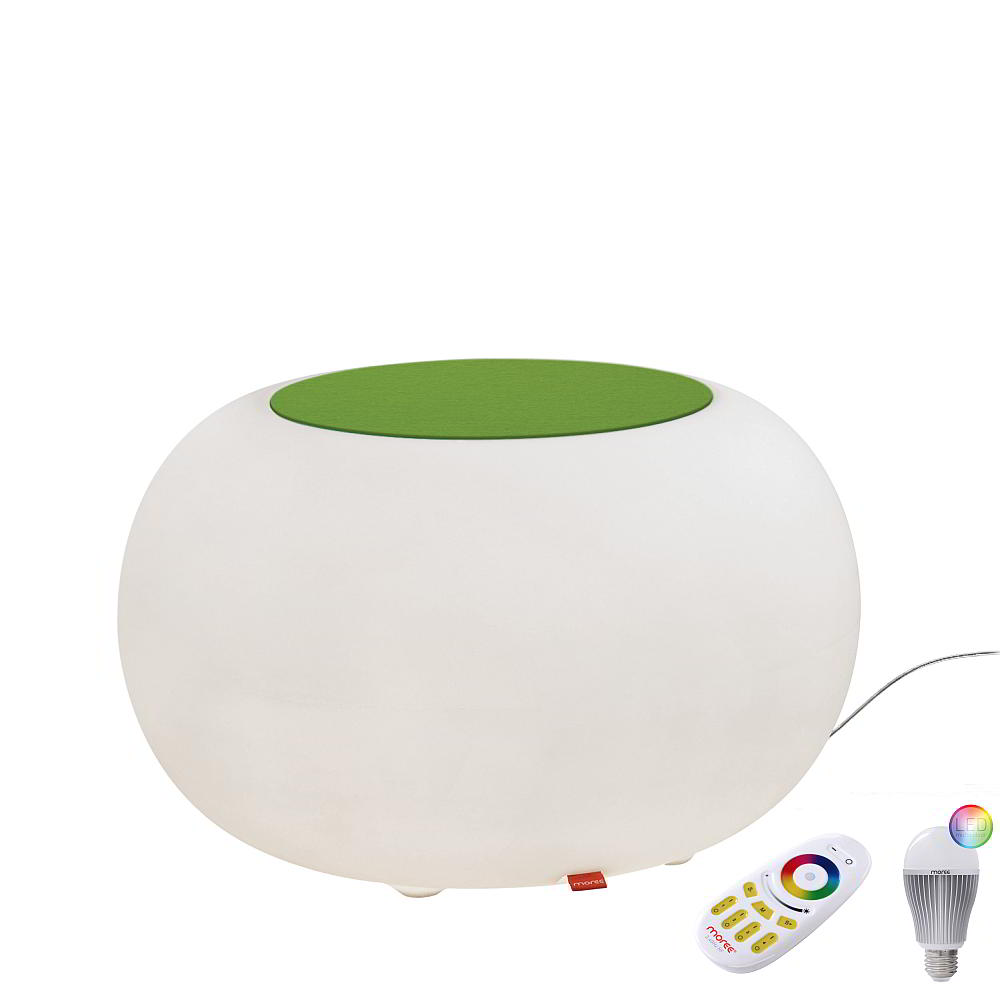 BUBBLE Leuchthocker Outdoor mit LED-Beleuchtung, Filzauflage grn