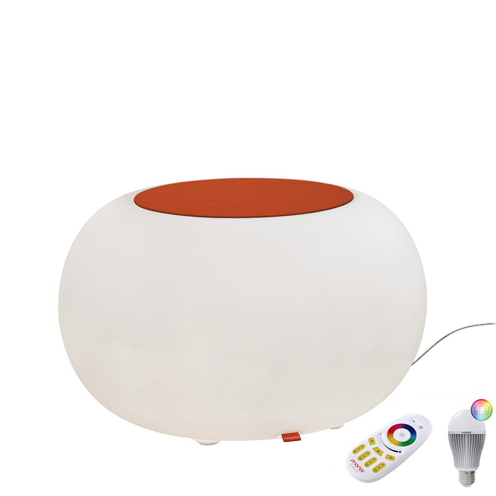 BUBBLE Leuchthocker Outdoor mit LED-Beleuchtung, Filzauflage orange