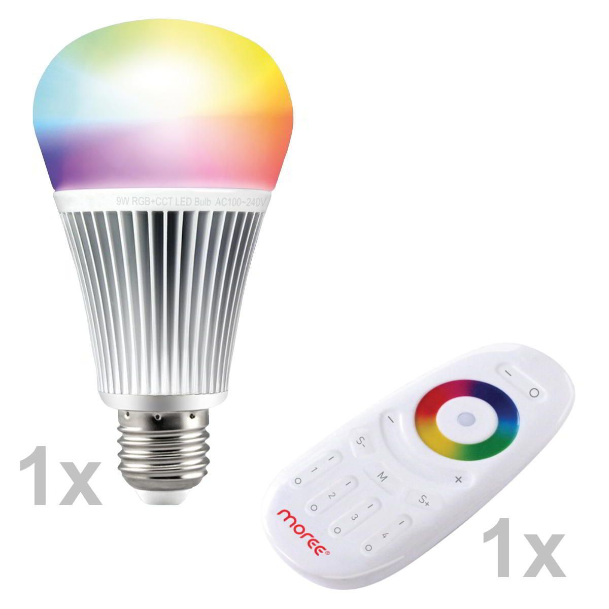 LED RGB CCT Leuchtmittel 9Watt mit Funk-Empfnger, m