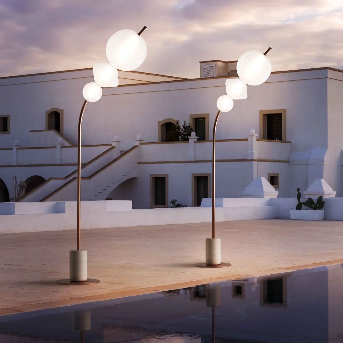 JOY Standleuchte 2 mal mit Mamorsockel beleuchtet