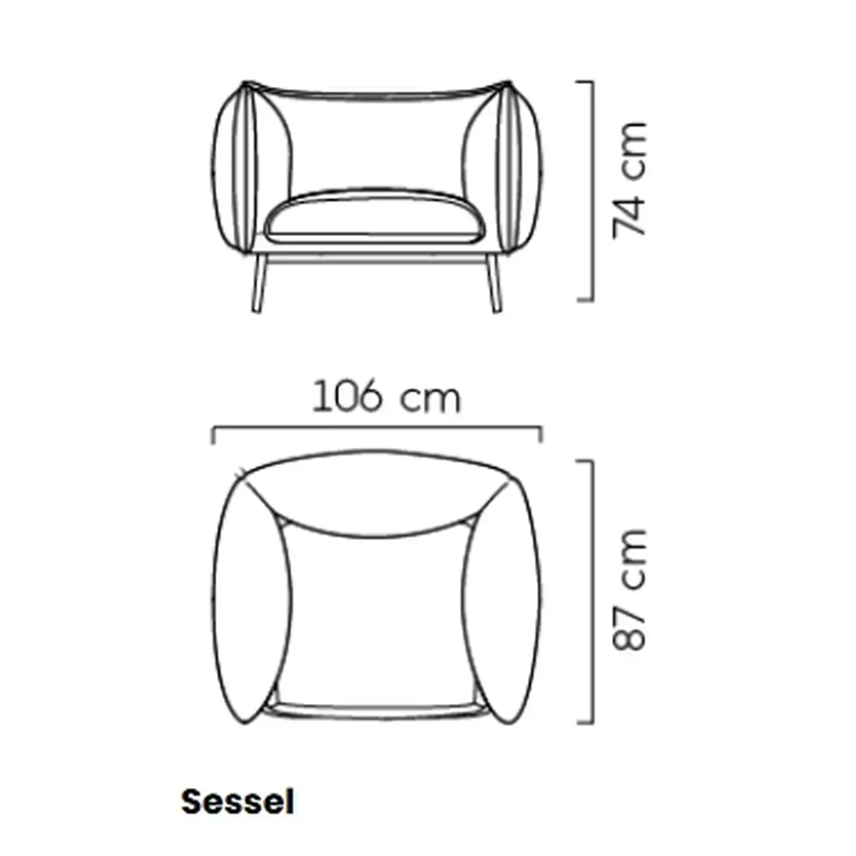 PIUMA Outdoor Sessel Technische Zeichnung 