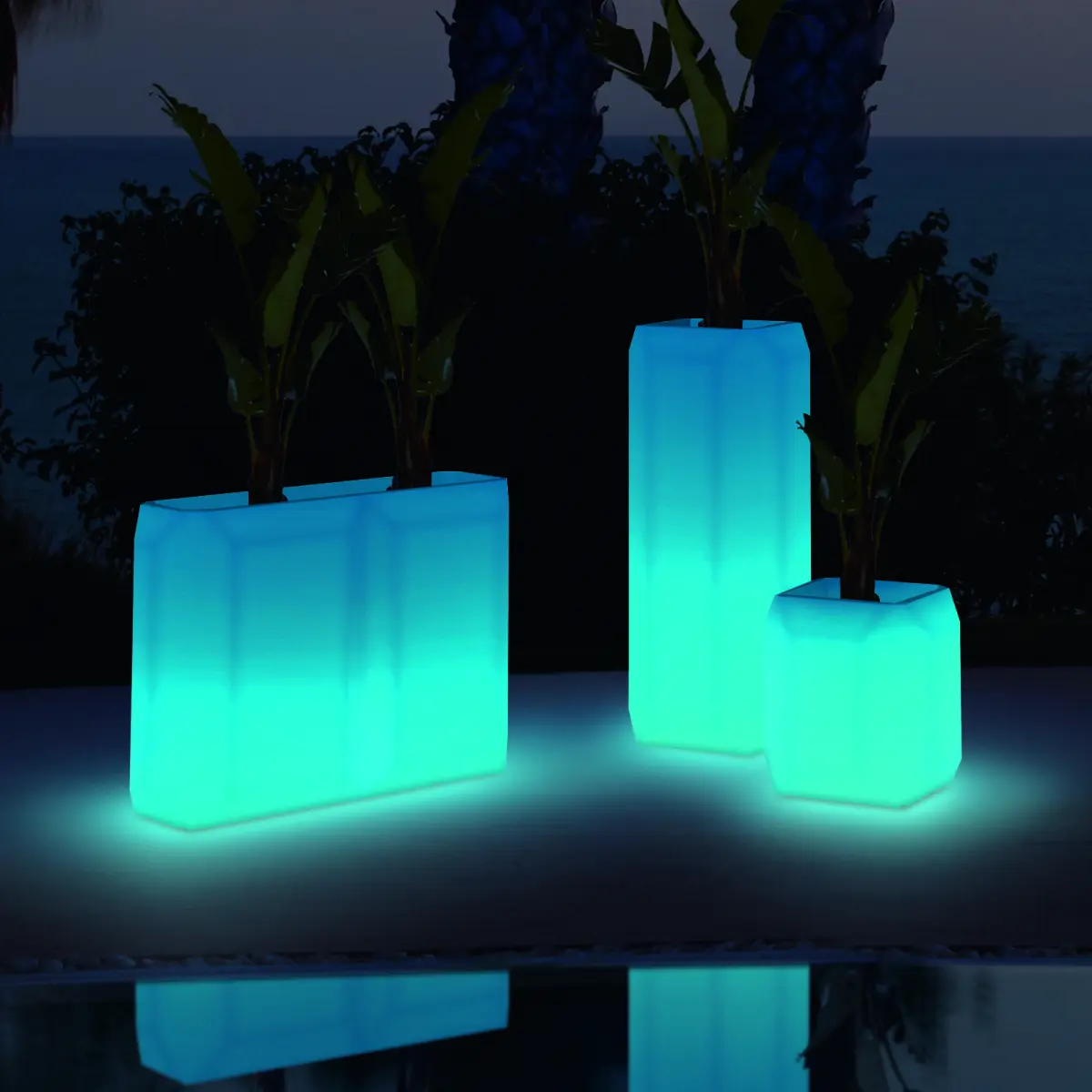 GEM Vase 3 Gr��en beleuchtet mit Pflazen drinne Ambientebild