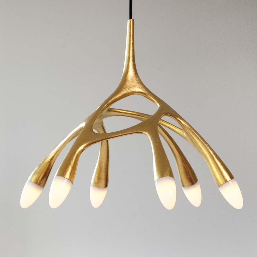 NLC Pendelleuchte 6-flammig 55.5 cm, blattvergoldet von next Design NLC Pendelleuchte 6-flammig 55.5 cm, blattvergoldet