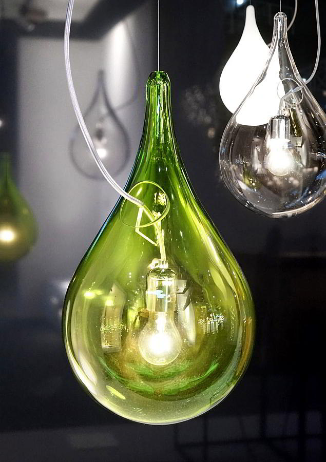 DROP_2 small Pendelleuchte, Gehäuse Glas grün, Kabel silber, Baldachin weiß von next Design DROP_2 small Pendelleuchte, Gehäuse Glas grün, Kabel silber, Baldachin weiß