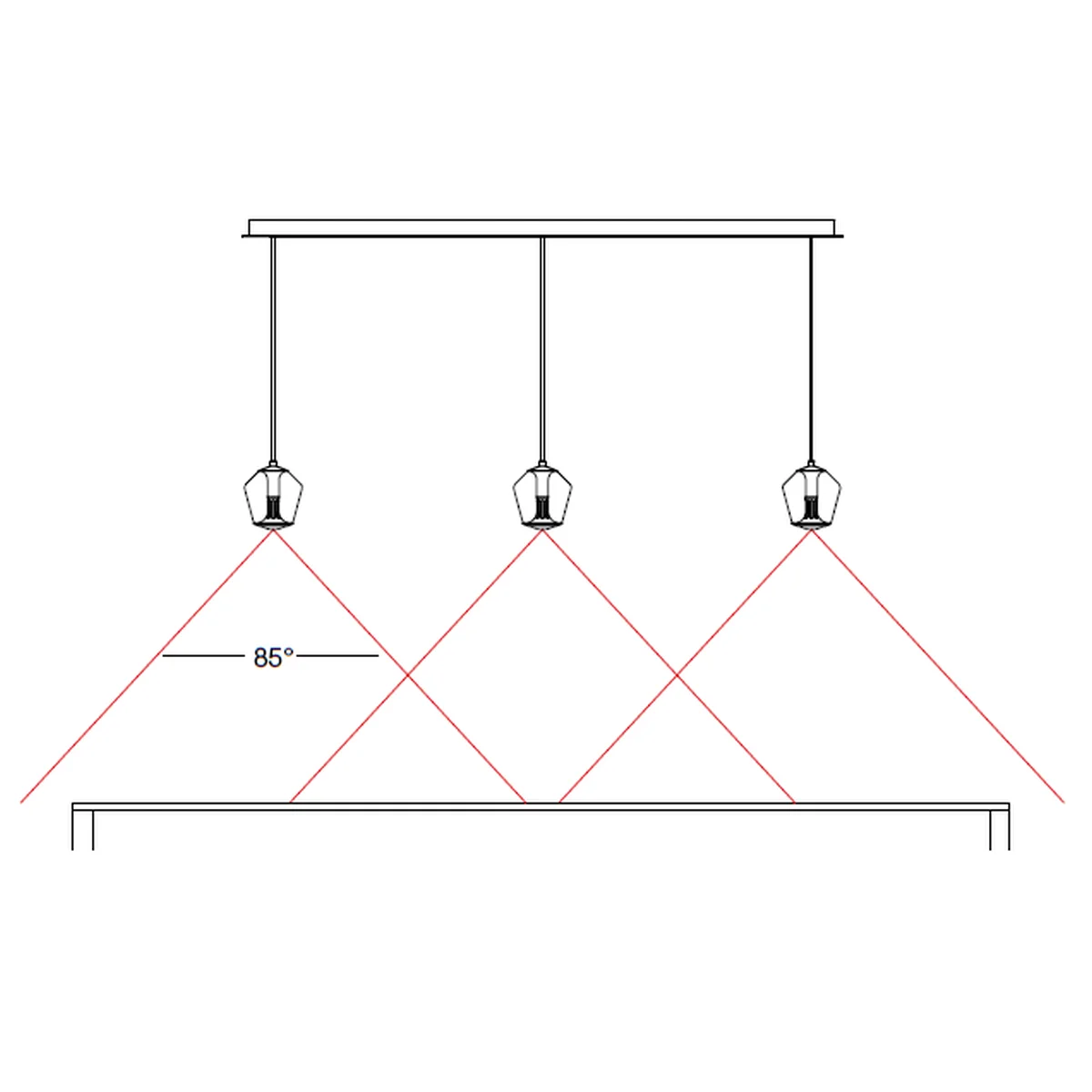 ETHICS Trio Pendelleuchte 105 cm Ausf�hrung Lichtfall Darstellung