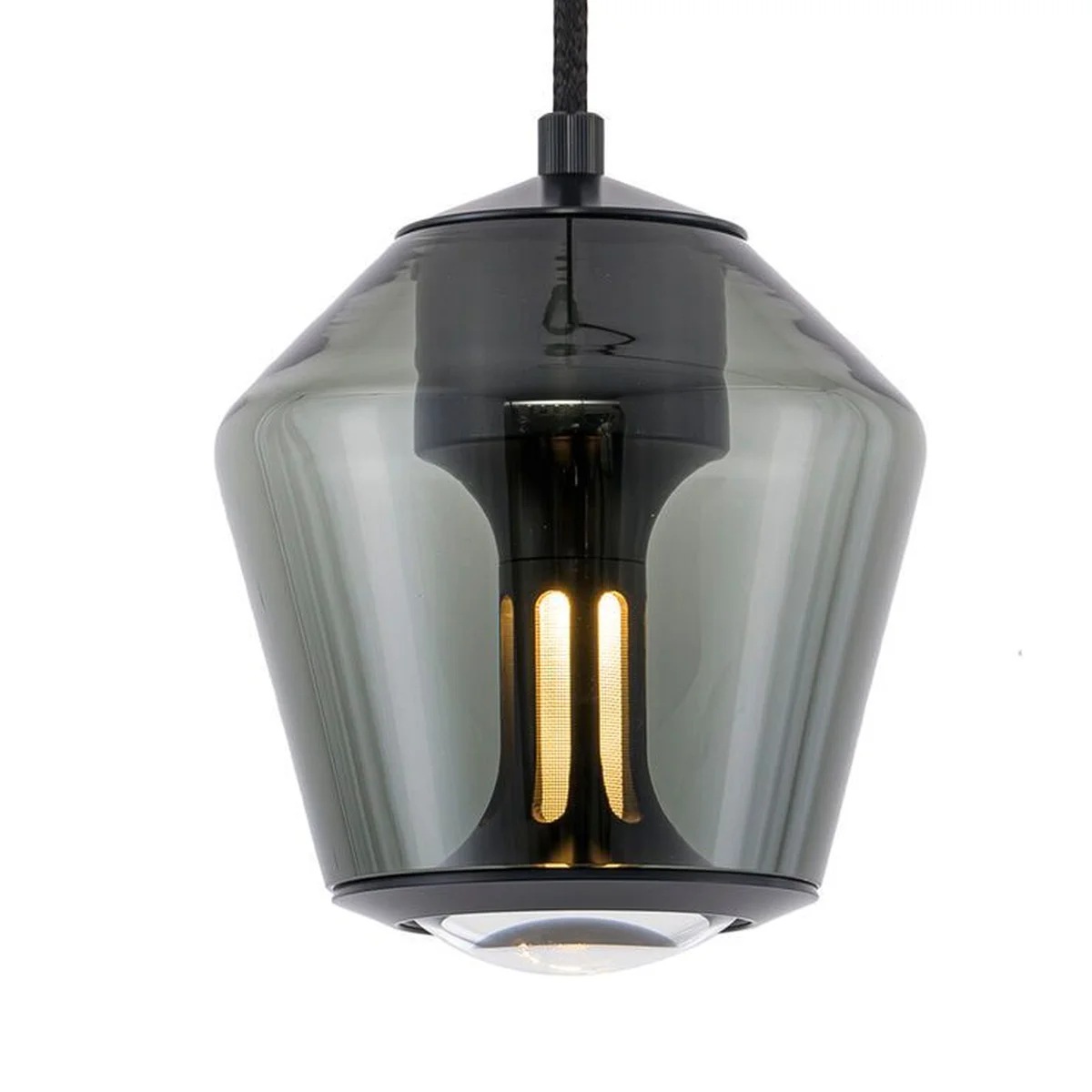 ETHICS Trio Pendelleuchte Nahaufnahme des Glasschirmes Schwarz Schwarz