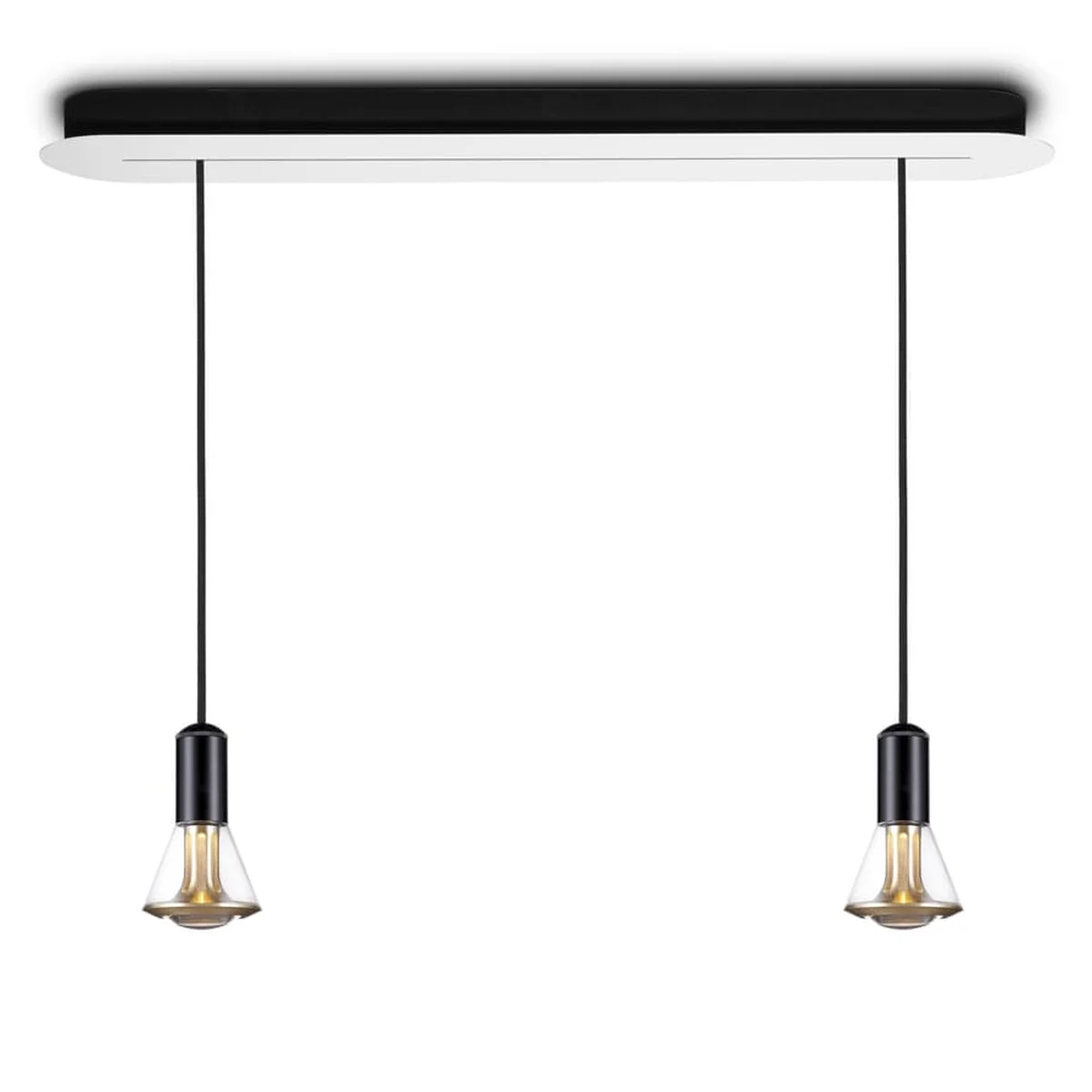 ETHICS Duo Cone Pendelleuchte 70 cm Ausf�hrung Kristall Gold Frontansicht, n