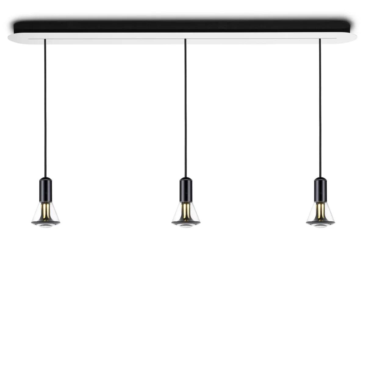 ETHICS Trio Cone Pendelleuchte 105 cm Ausf�hrung Kristall Schwarz Frontalansicht