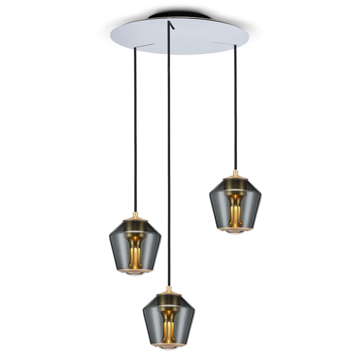 ETHICS Trio Circle Pendelleuchte Schwarz Gold Frontalansicht 